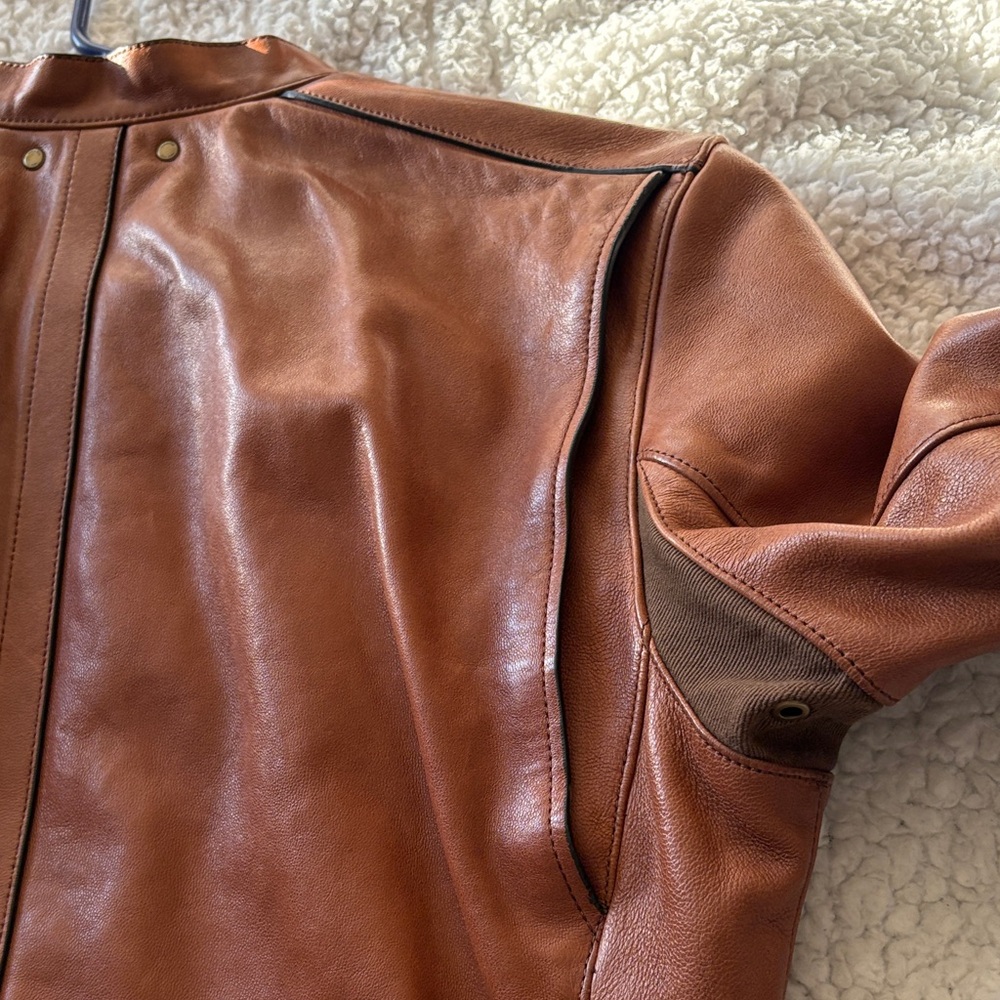 Coach Men's Tan Leather Jacket - Picture 9 of 13